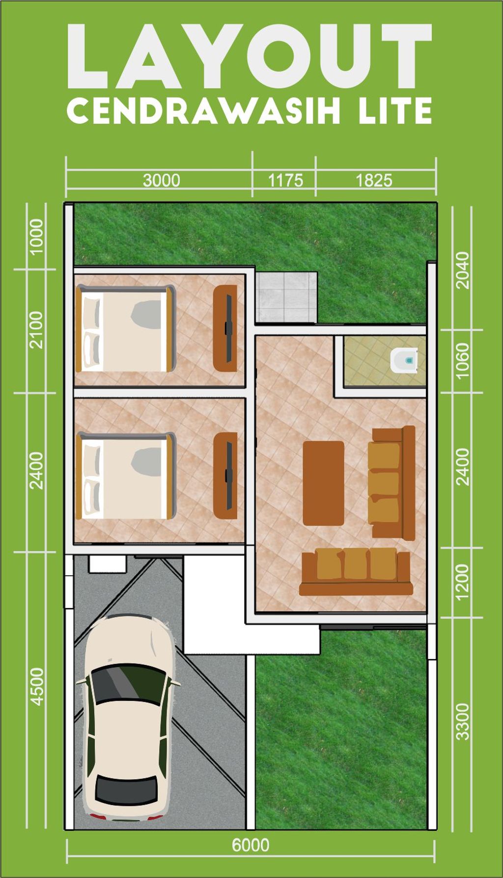 foto denah rumah tipe Cendrawasih Lite perumahan AquilaValley