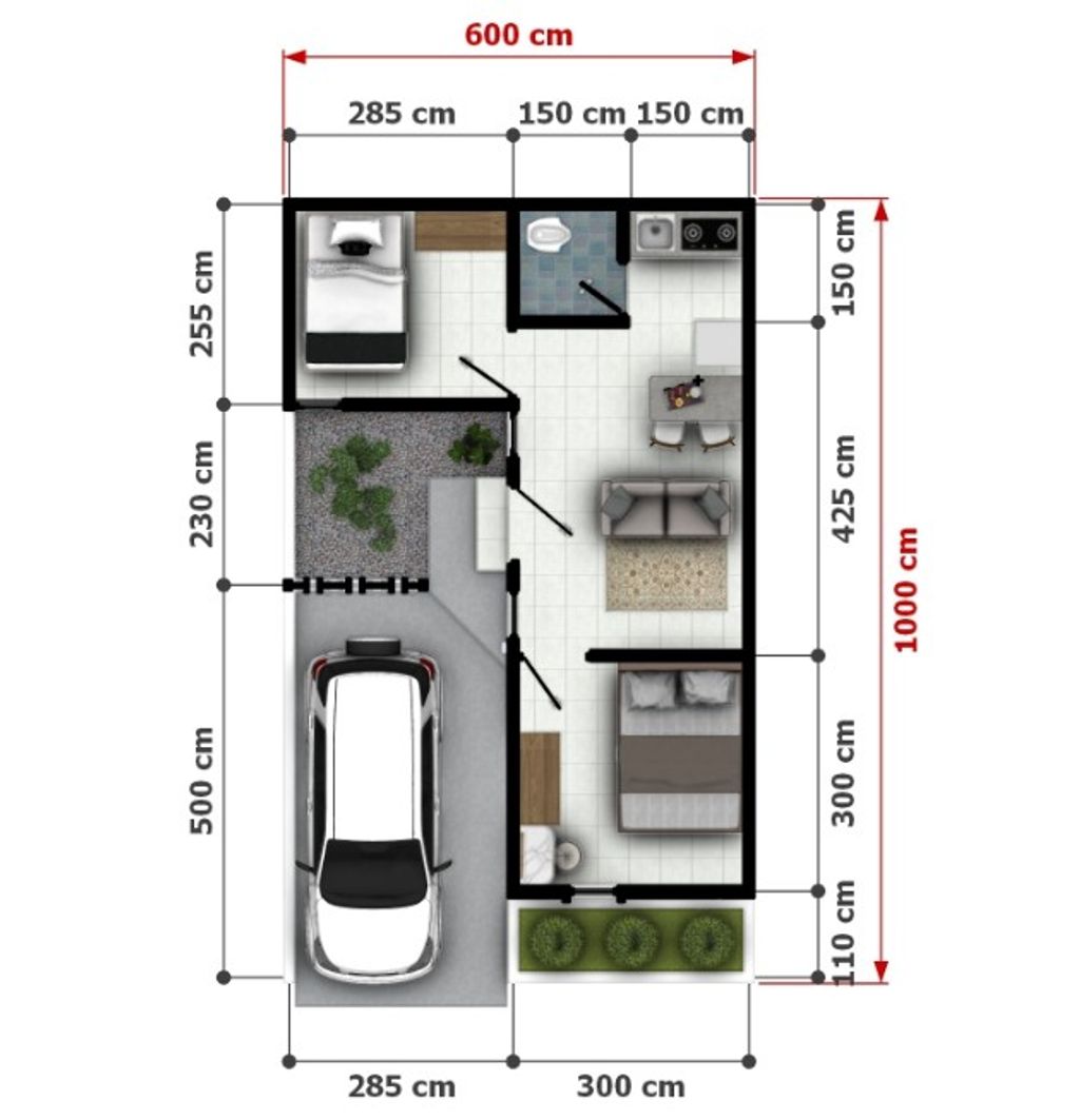 foto denah rumah tipe 36/60 perumahan TAMAN BUKIT PAPANDAYAN