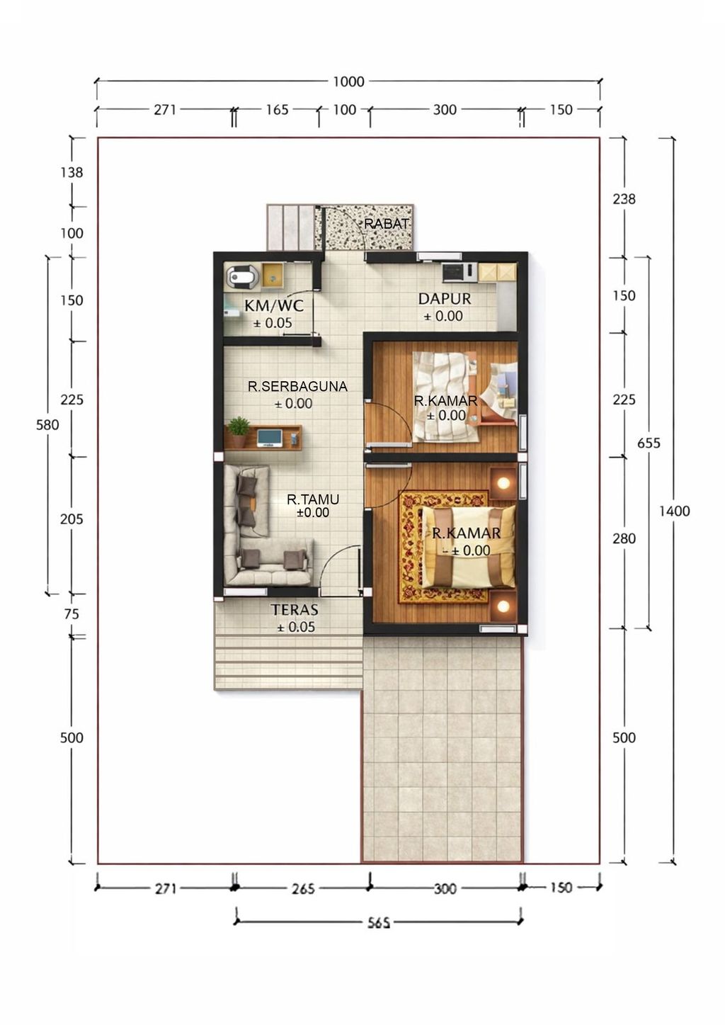 foto denah rumah tipe 36 perumahan BUMI INDAH PERMAI RESIDENCE TAHAP 5