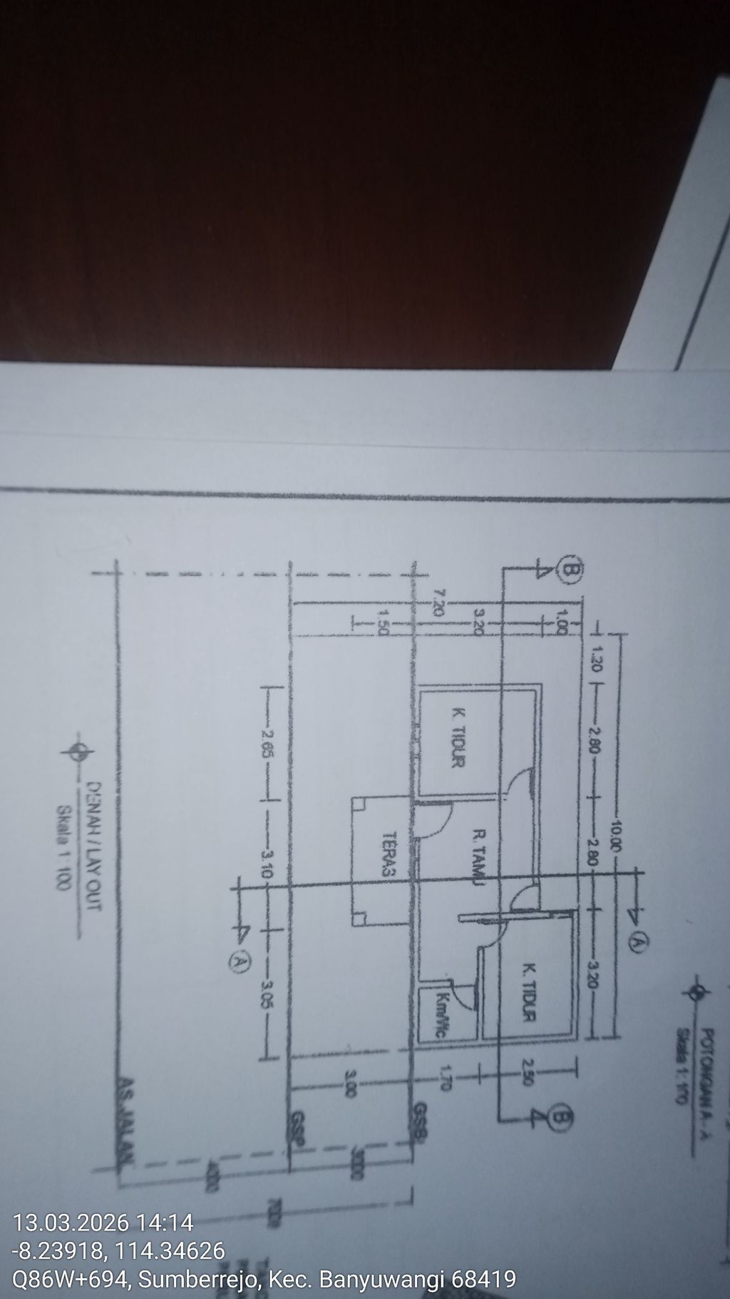 foto denah rumah tipe 36/60 perumahan VILLA KERTOSARI ASRI