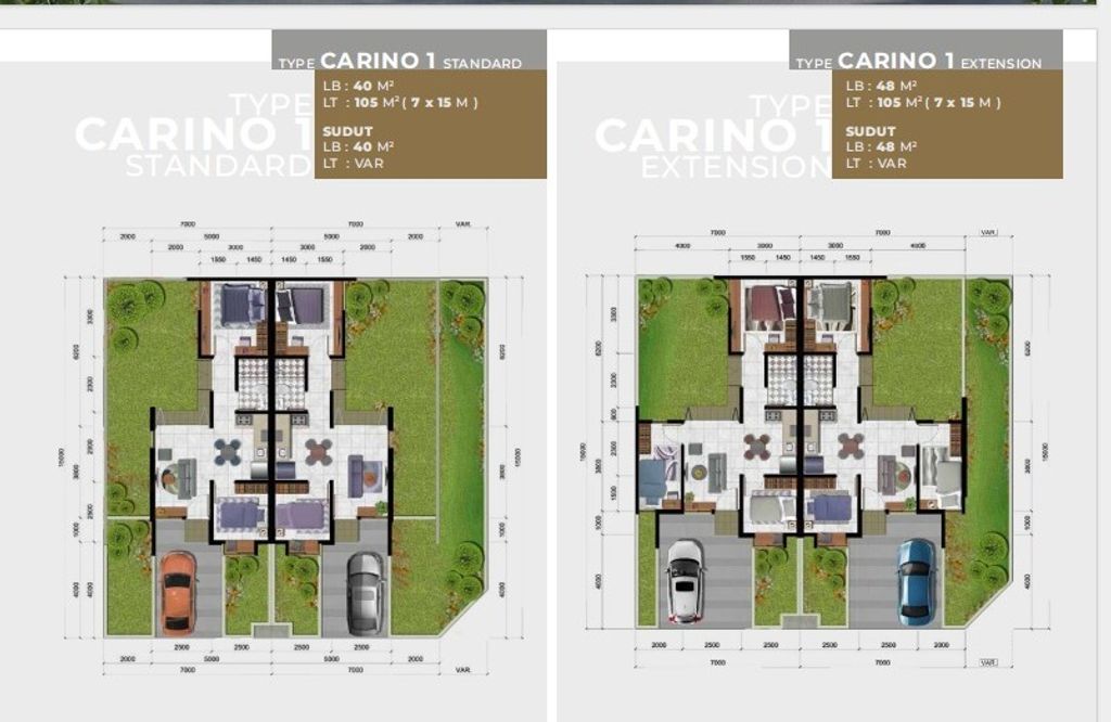 foto denah rumah tipe CARINO 1 SUDUT-STANDARD perumahan CITRA RAYA - GARDEN VILLE - CLUSTER GIRONA
