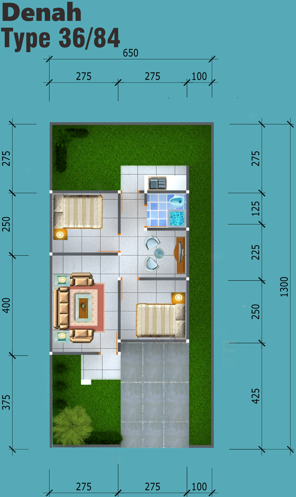 foto denah rumah tipe 36/84 perumahan GRIYA INDAH PERMAI 6