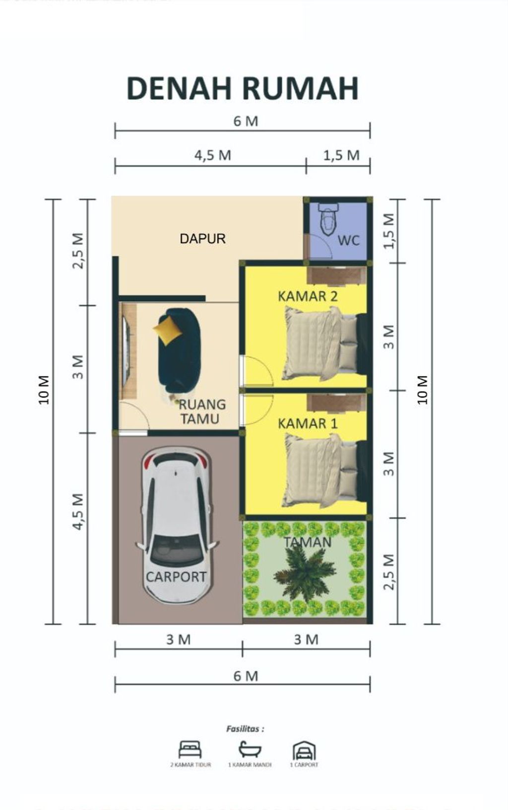 foto denah rumah tipe 30/60 MODERN BLOK C 10 perumahan MAHKOTA SULTAN BISMA