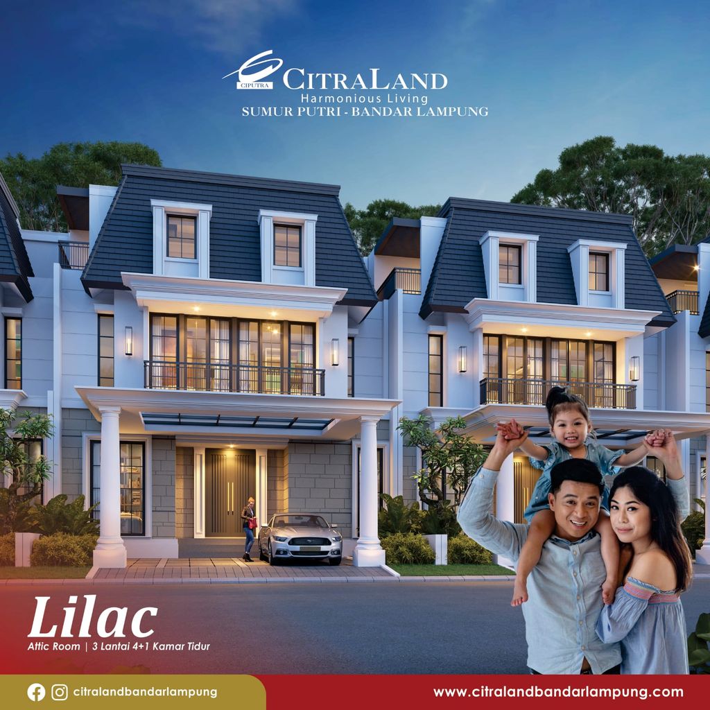 foto tampak rumah tipe LILAC STANDARD HOEK perumahan CITRALAND BANDAR LAMPUNG - REVISI II