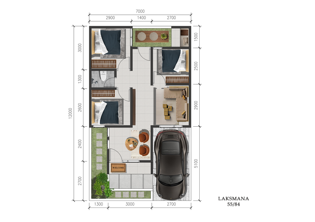 foto denah rumah tipe LAKSAMANA perumahan GREEN BABELAN ASRI 5