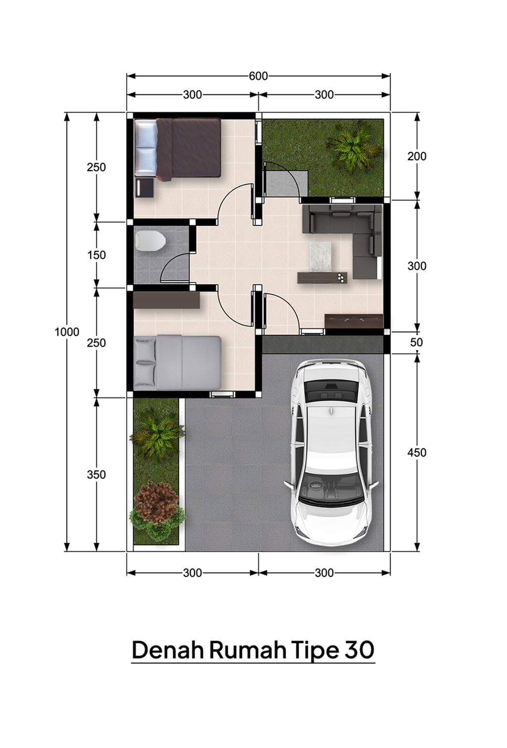 foto denah rumah tipe 30/60 perumahan GRAND KENCANA PURWOSARI 2