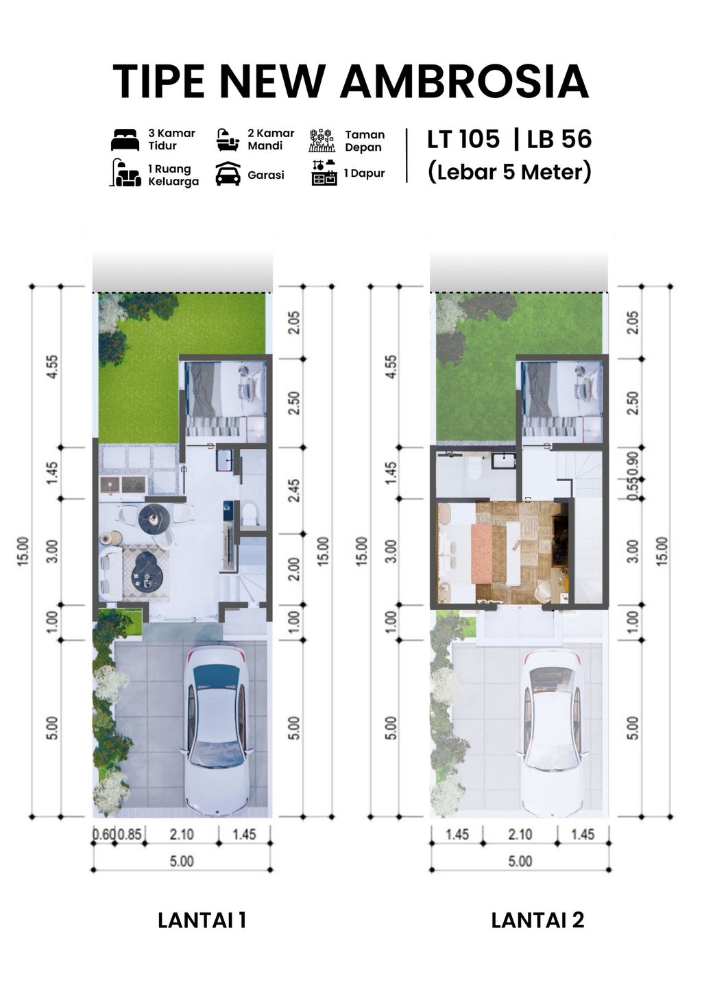 foto denah rumah tipe New Ambrosia C-18A perumahan Banjar Mukti Residence 3