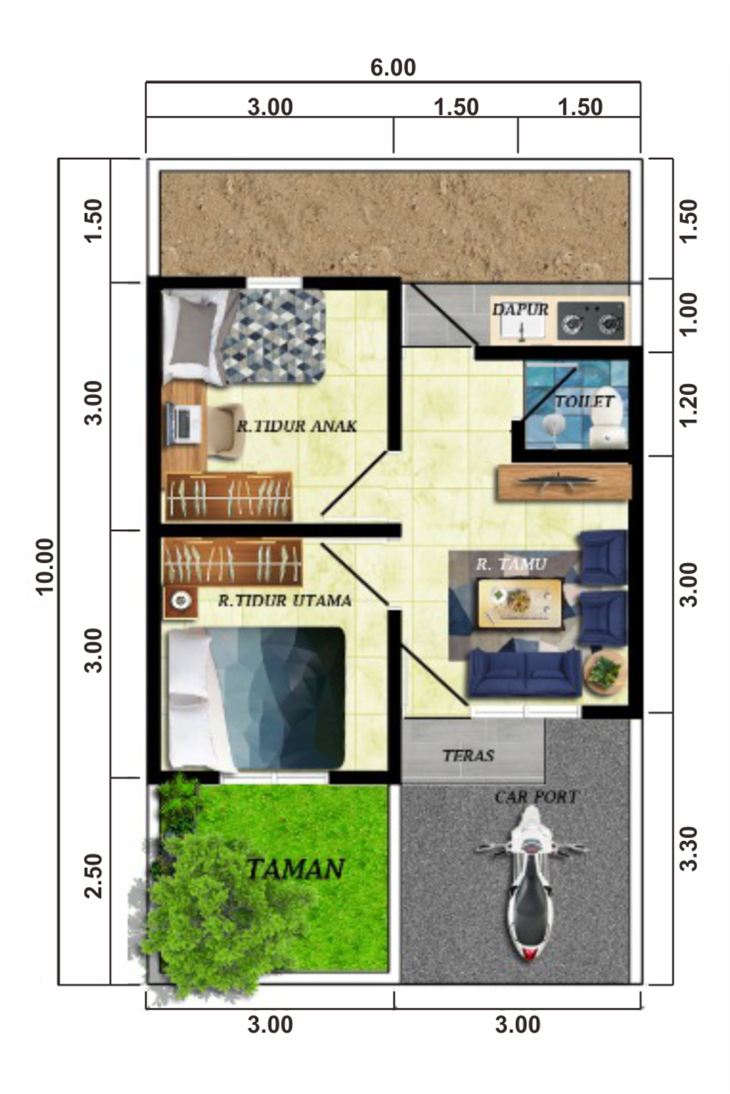 foto denah rumah tipe 30 perumahan JASMINE RESIDENCE