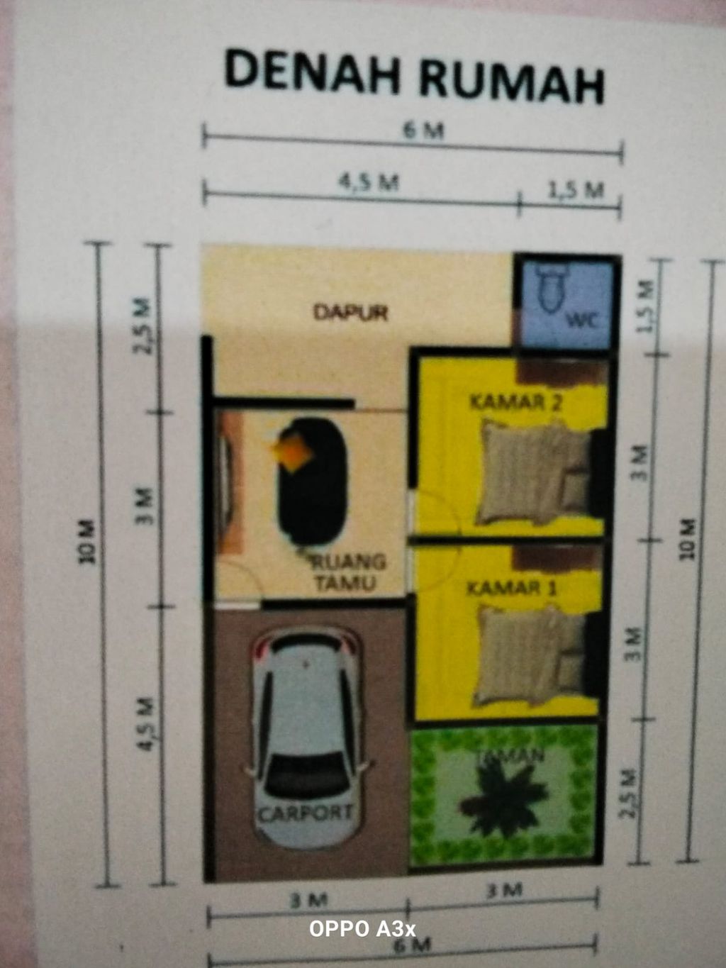 foto denah rumah tipe rumah bersubsidi 30/60 C no.1 perumahan MAHKOTA SULTAN BISMA