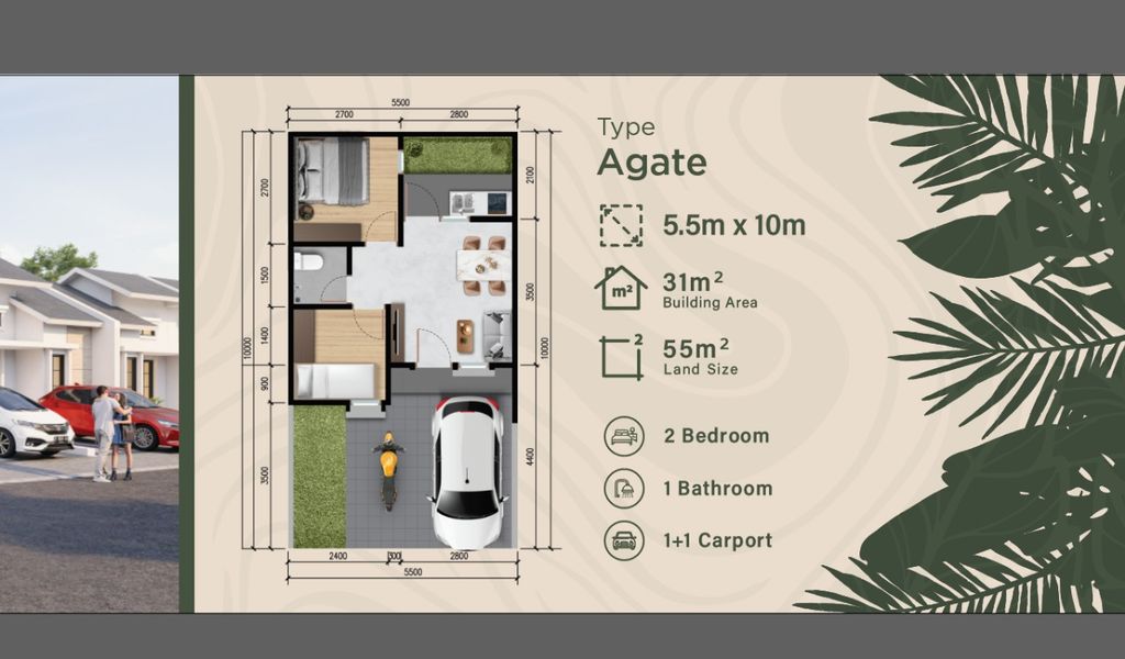 foto denah rumah tipe AGATE perumahan Emerald Residence