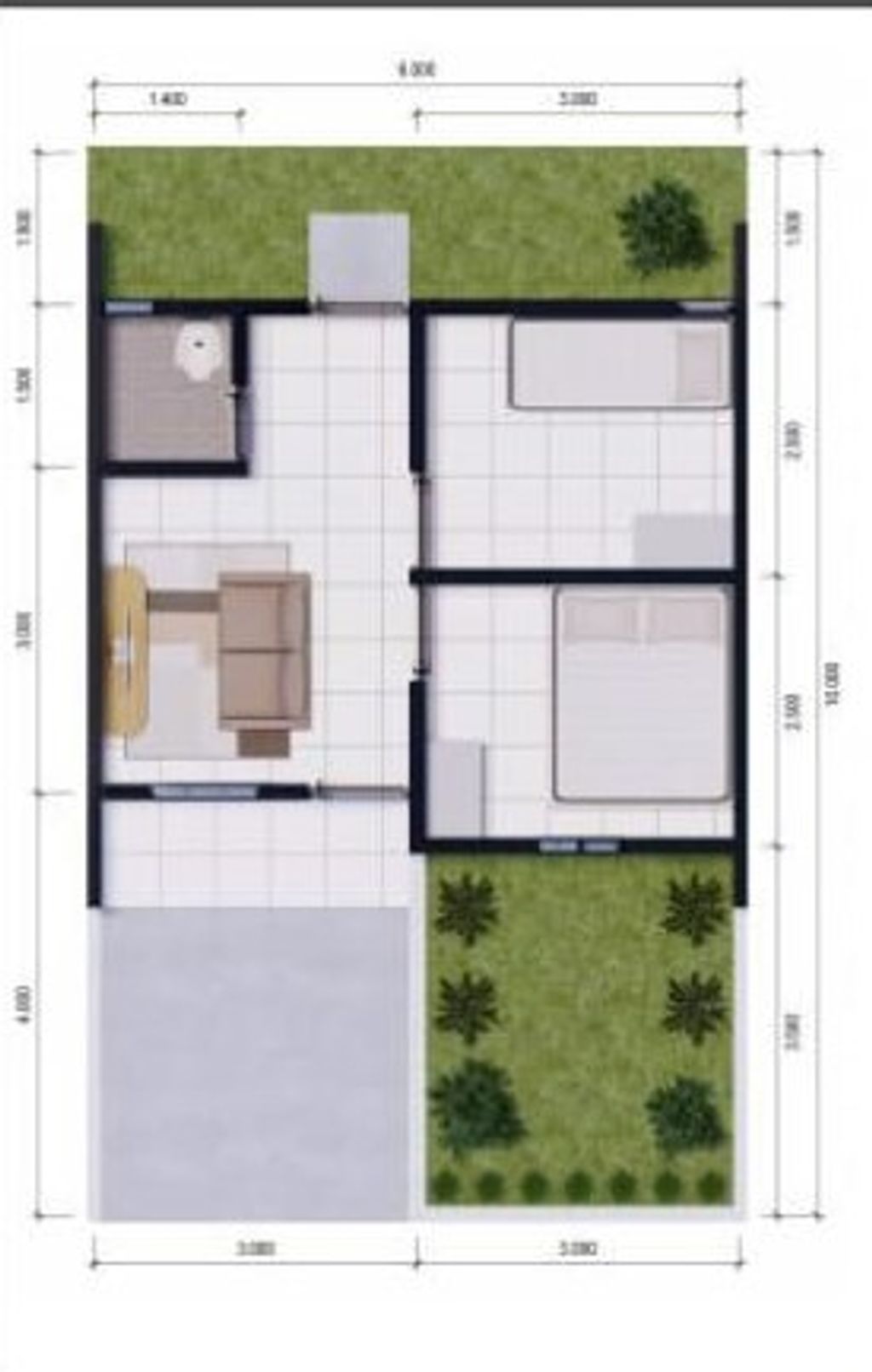 foto denah rumah tipe 30/60 perumahan taman ria persada 5