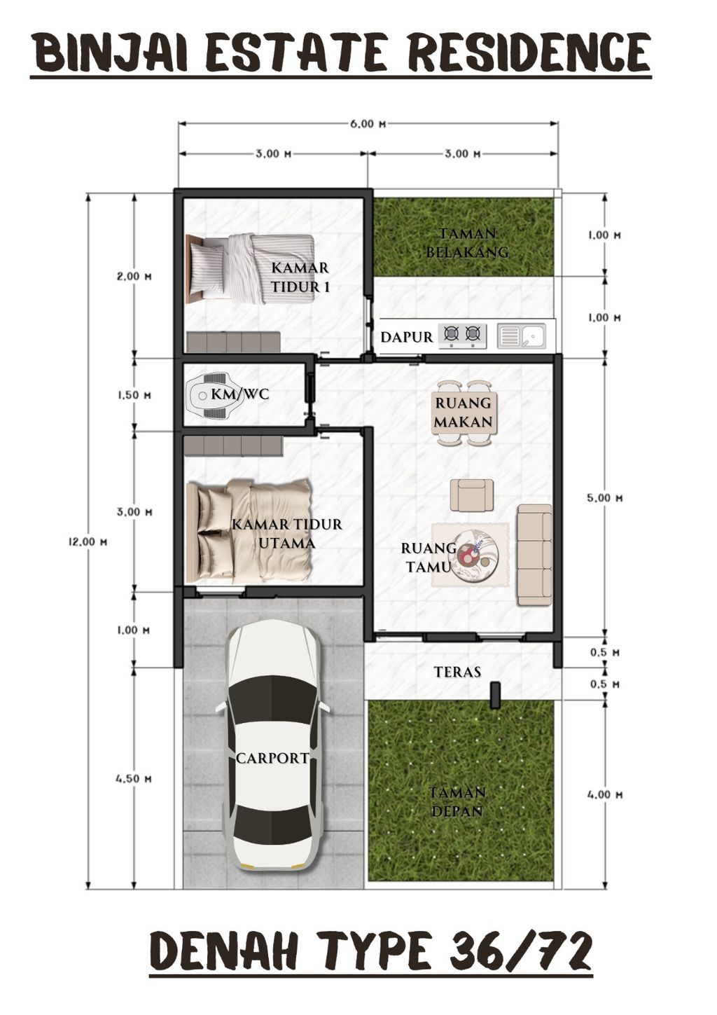foto denah rumah tipe 36 perumahan BINJAI ESTATE RESIDENCE