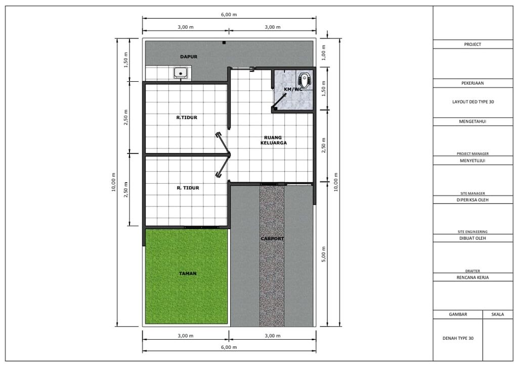 foto denah rumah tipe 30/60 perumahan KOTAKU 3 RESIDENCE
