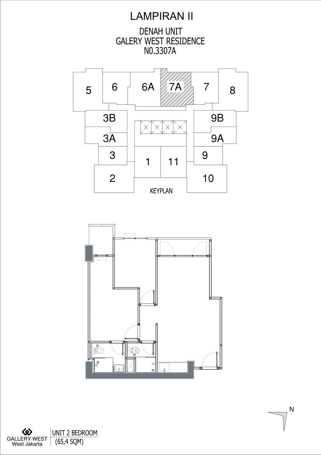 foto denah rumah tipe 3307A perumahan AKR Gallery West Office Tower & Residences