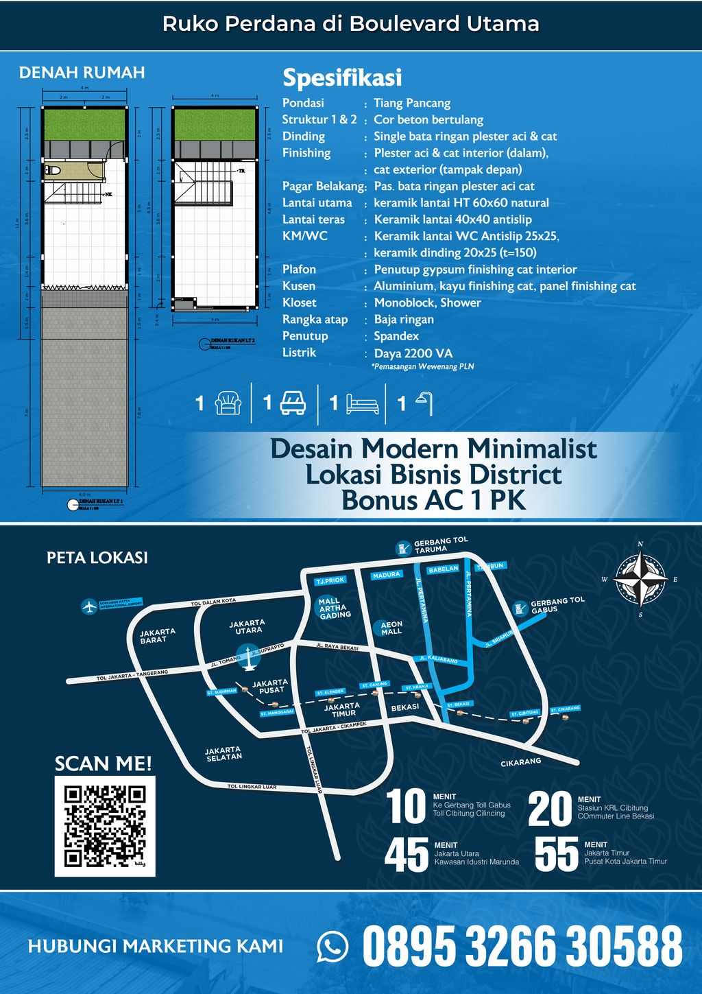 foto denah rumah tipe RUKO 54/45 (452.884.000) perumahan GRAND HARMONI PARK RUKO