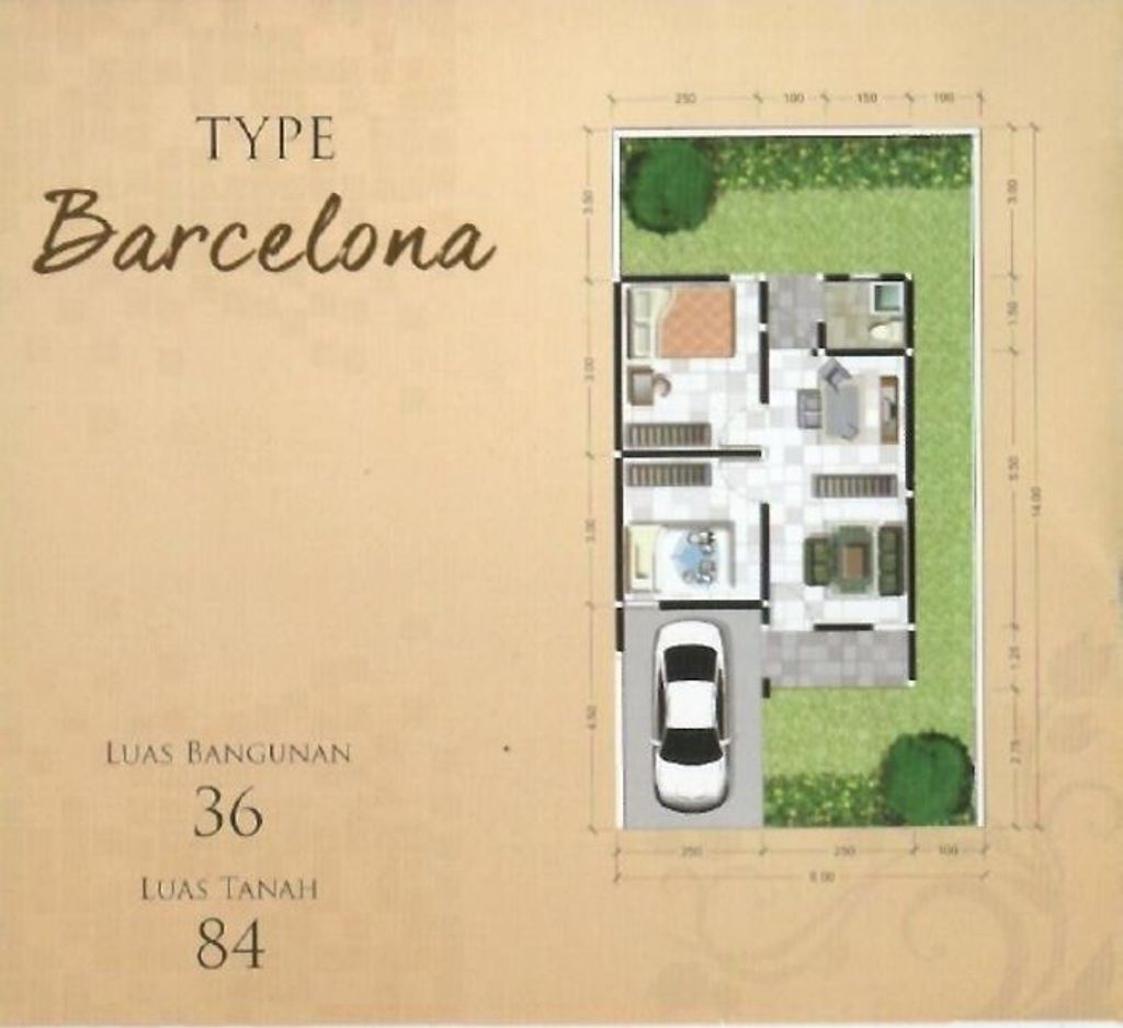 foto denah rumah tipe BARCELONA perumahan Grand Abdi Karya Regency Tahap 2