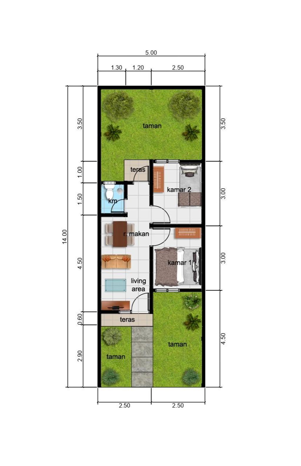 foto denah rumah tipe 28/70 perumahan Kamila Residence