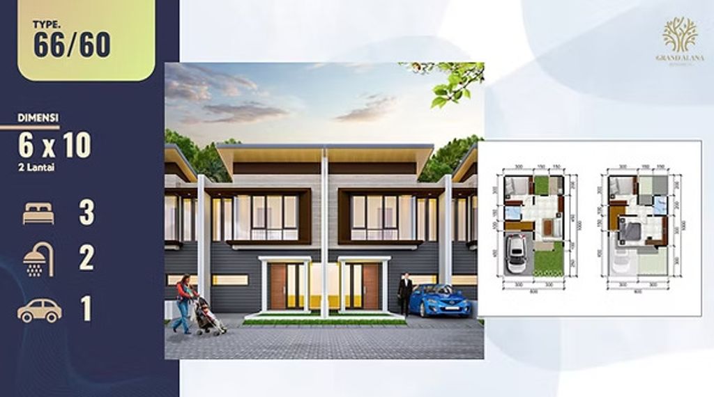 foto denah rumah tipe 66/60 A (6x10) perumahan ALANA REGENCY WONOREJO