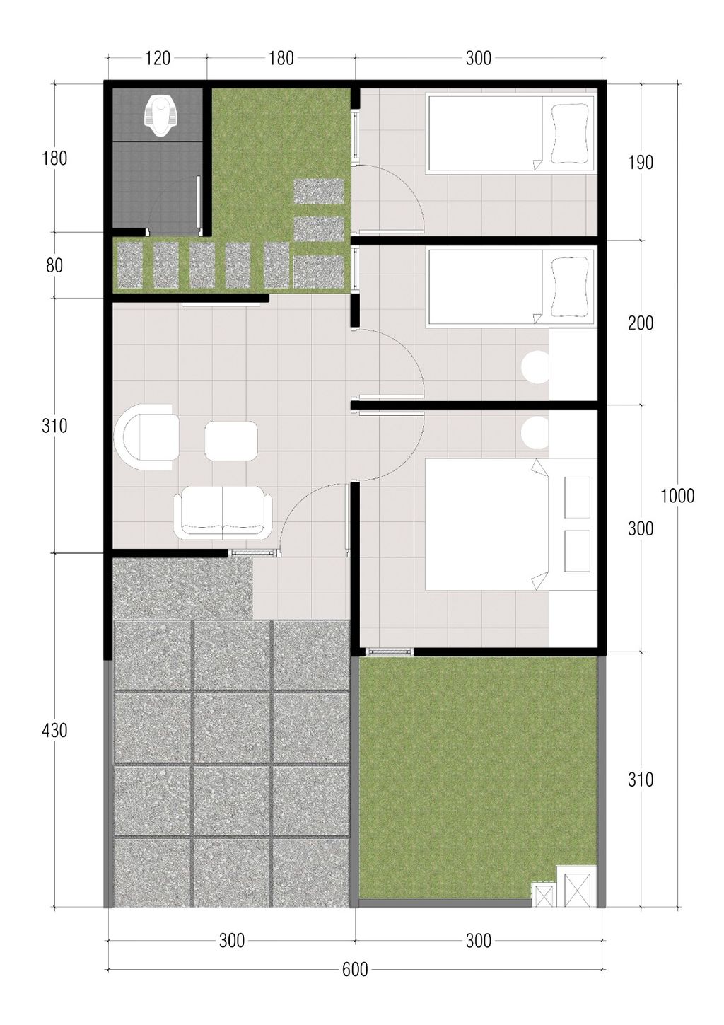 foto denah rumah tipe TRILLIUM SUDUT perumahan PERMATA MUTIARA MAJA - CLUSTER BERYL