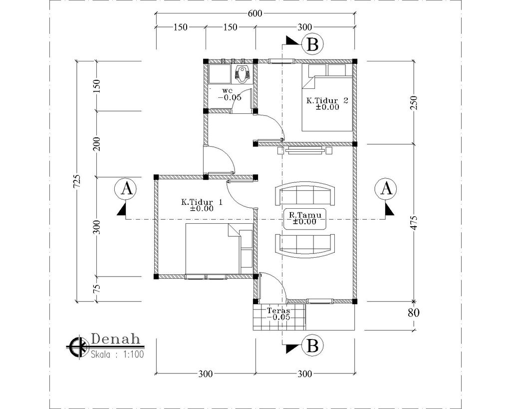 foto denah rumah tipe 36 perumahan Merpati Residence