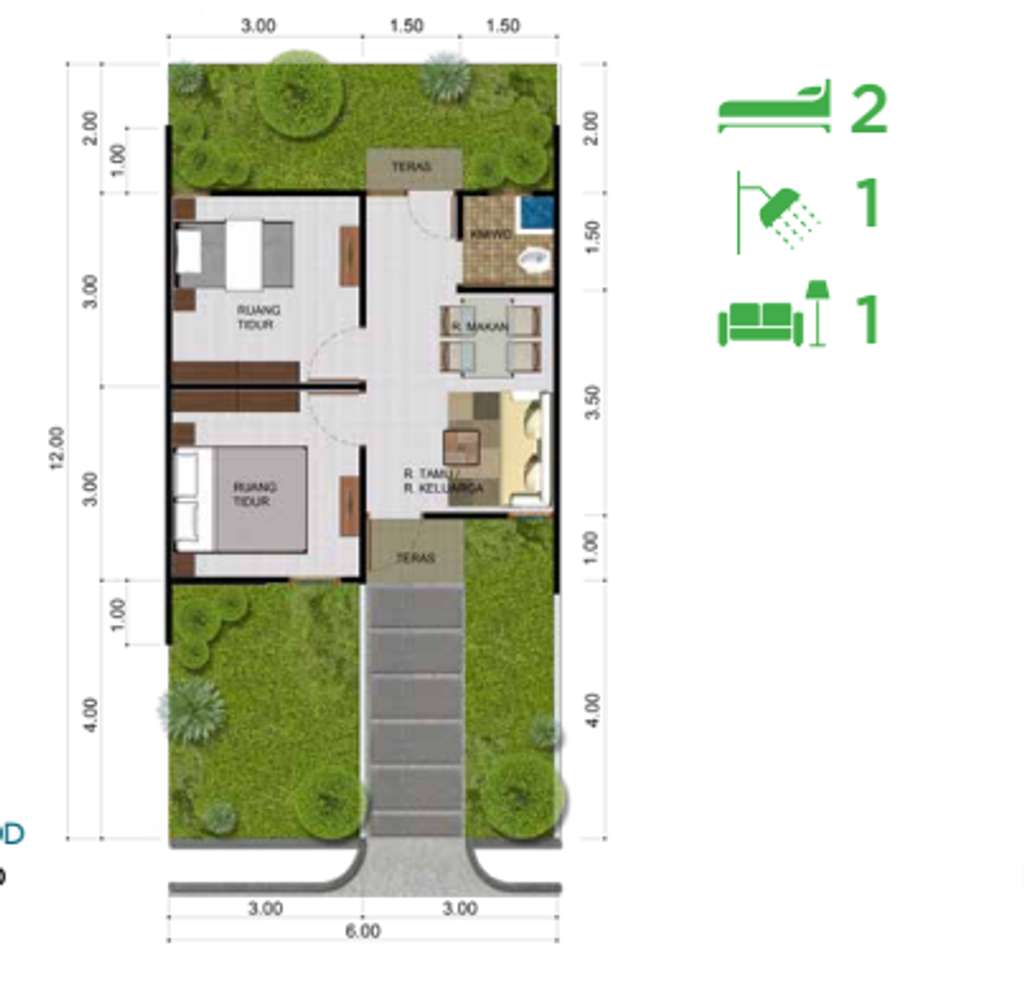 foto denah rumah tipe TULIPS perumahan PARK HILL (CITRA MAJA RAYA JO)