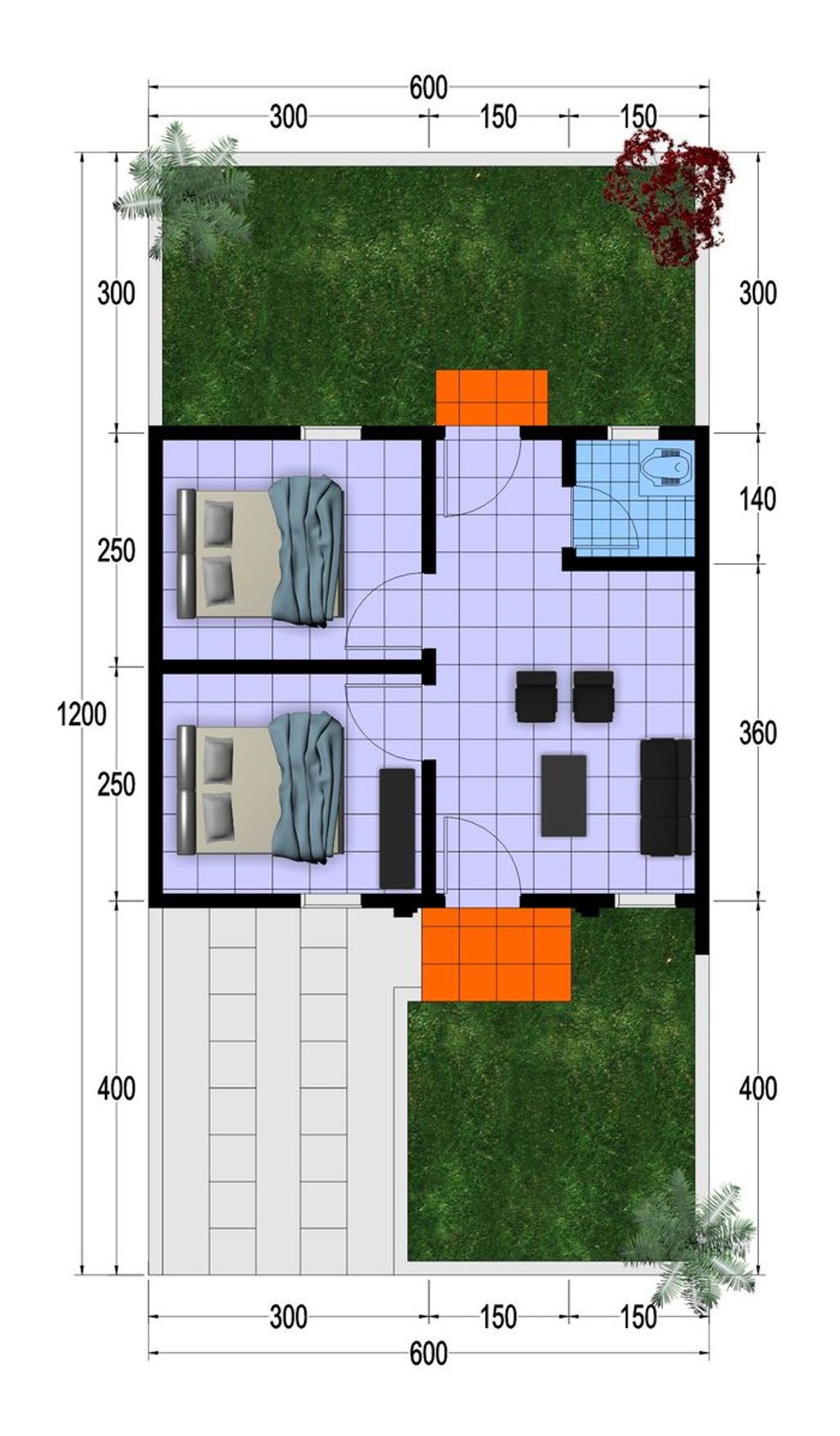 foto denah rumah tipe 30 perumahan Pesona Bandara Regency Cluster Bougenville Baru