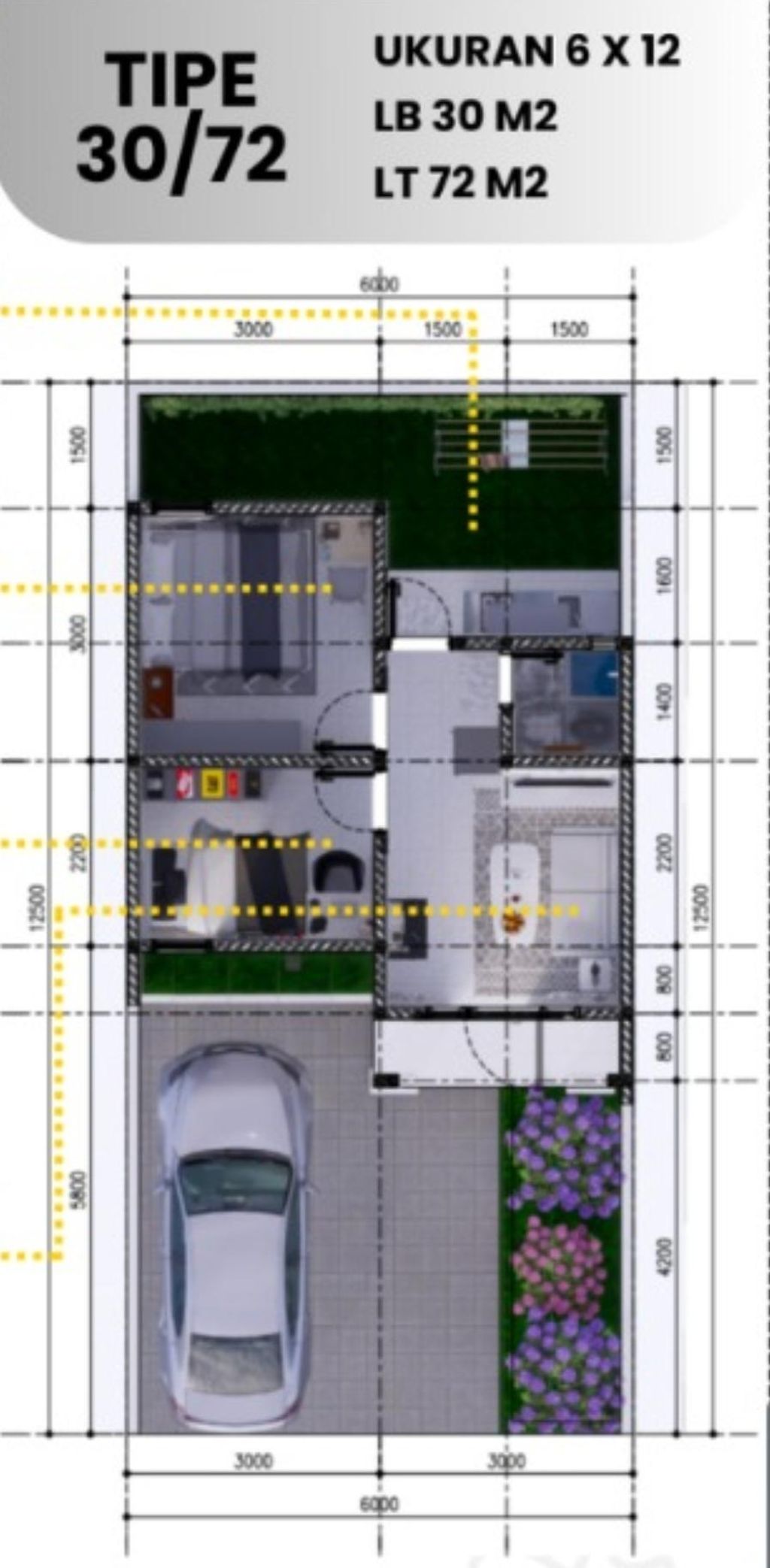 foto denah rumah tipe American Clasic perumahan Teras bahagia