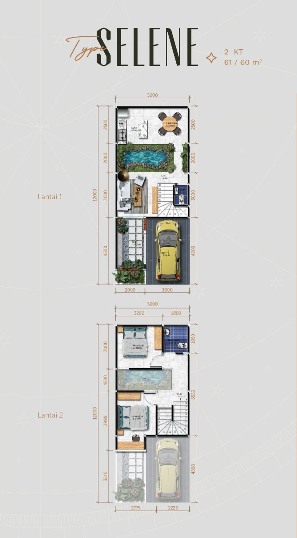 foto denah rumah tipe Selene perumahan Cluster Agung Indah 2