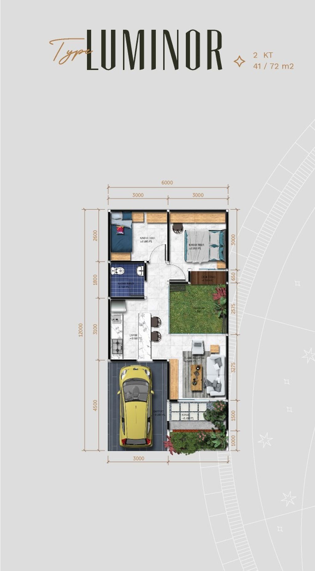 foto denah rumah tipe Luminor perumahan Cluster Agung Indah 2