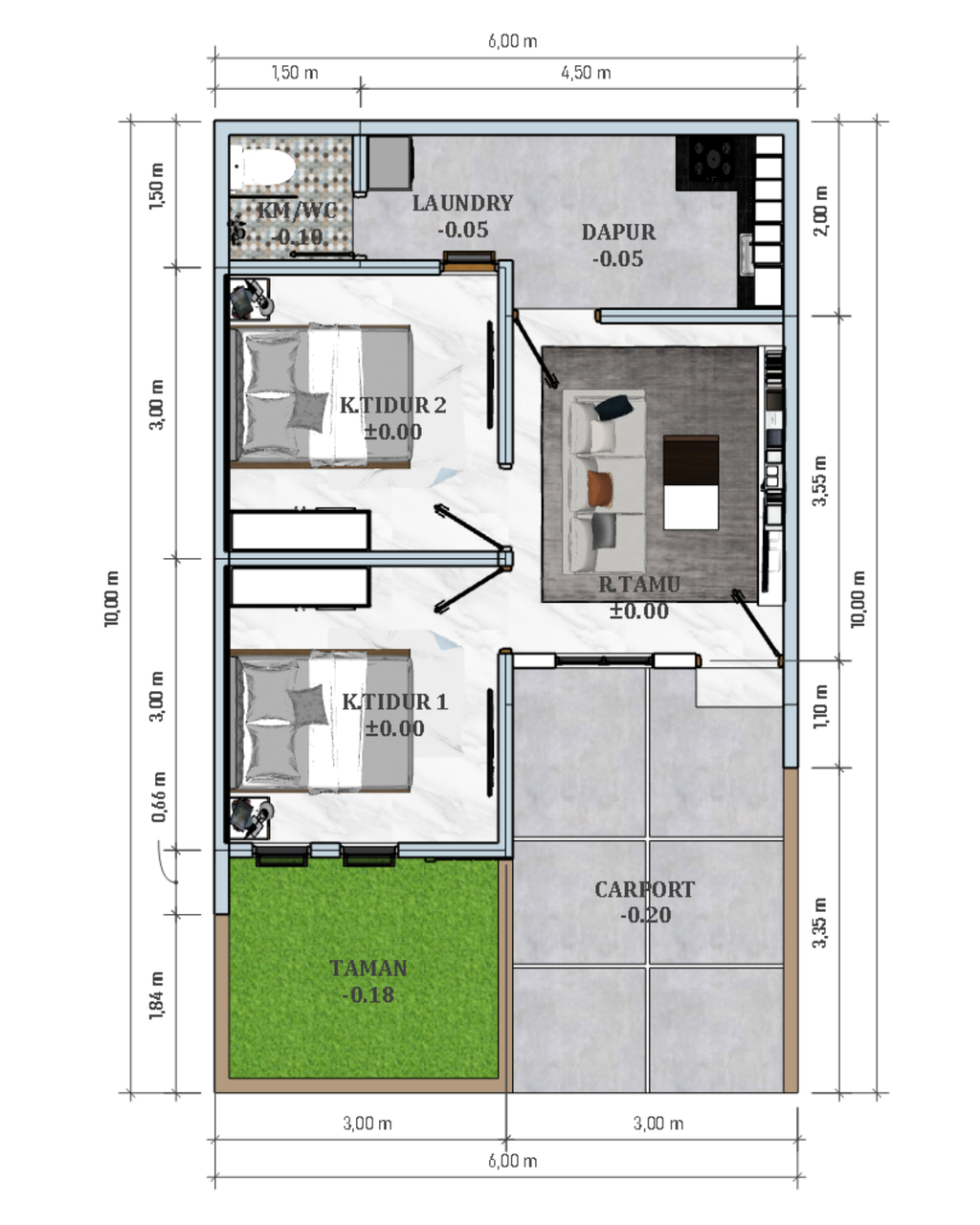 foto denah rumah tipe 30/60 perumahan Griya Swastama Cengklik