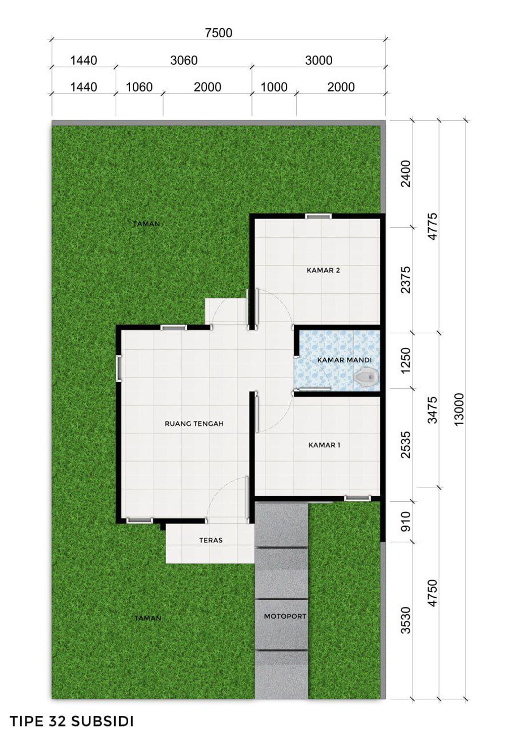 foto denah rumah tipe 32/97.5 perumahan GRIA MAHAKAM CITY
