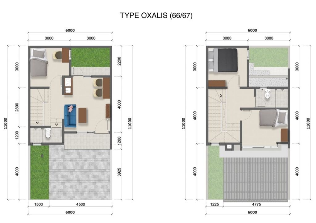 foto denah rumah tipe OXALIS C - 82 perumahan METLAND PURI 2024