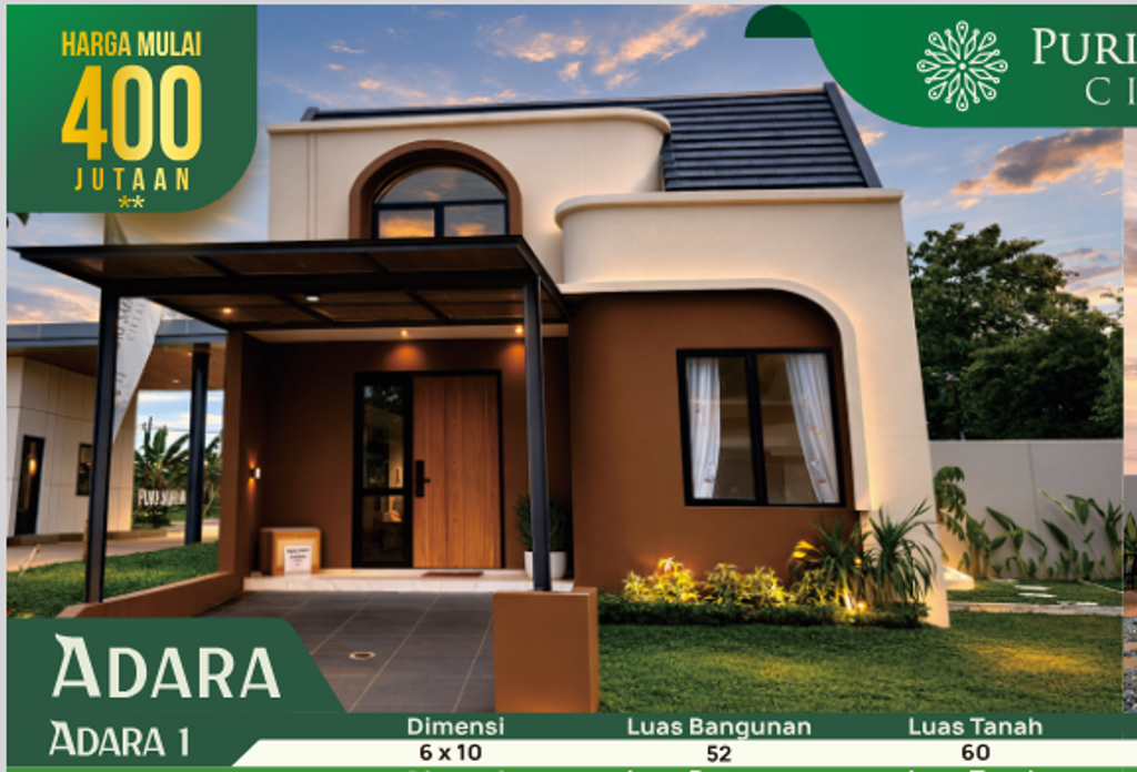 foto tampak rumah tipe Adara 1 perumahan PURI SAFANA