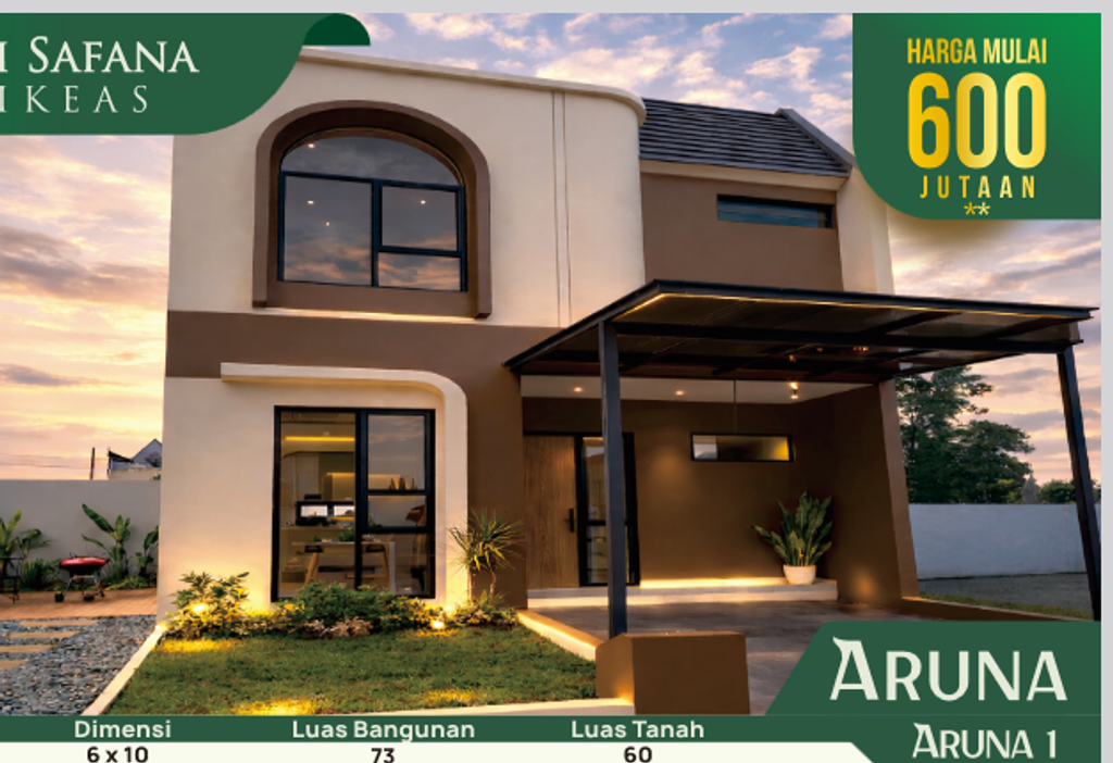 foto tampak rumah tipe Aruna 1 perumahan PURI SAFANA