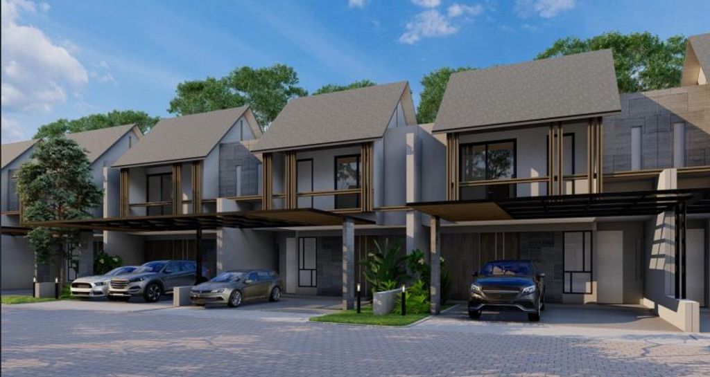 foto tampak rumah tipe CHERRYWOOD perumahan CLUSTER DAMMARA GRAHA RAYA