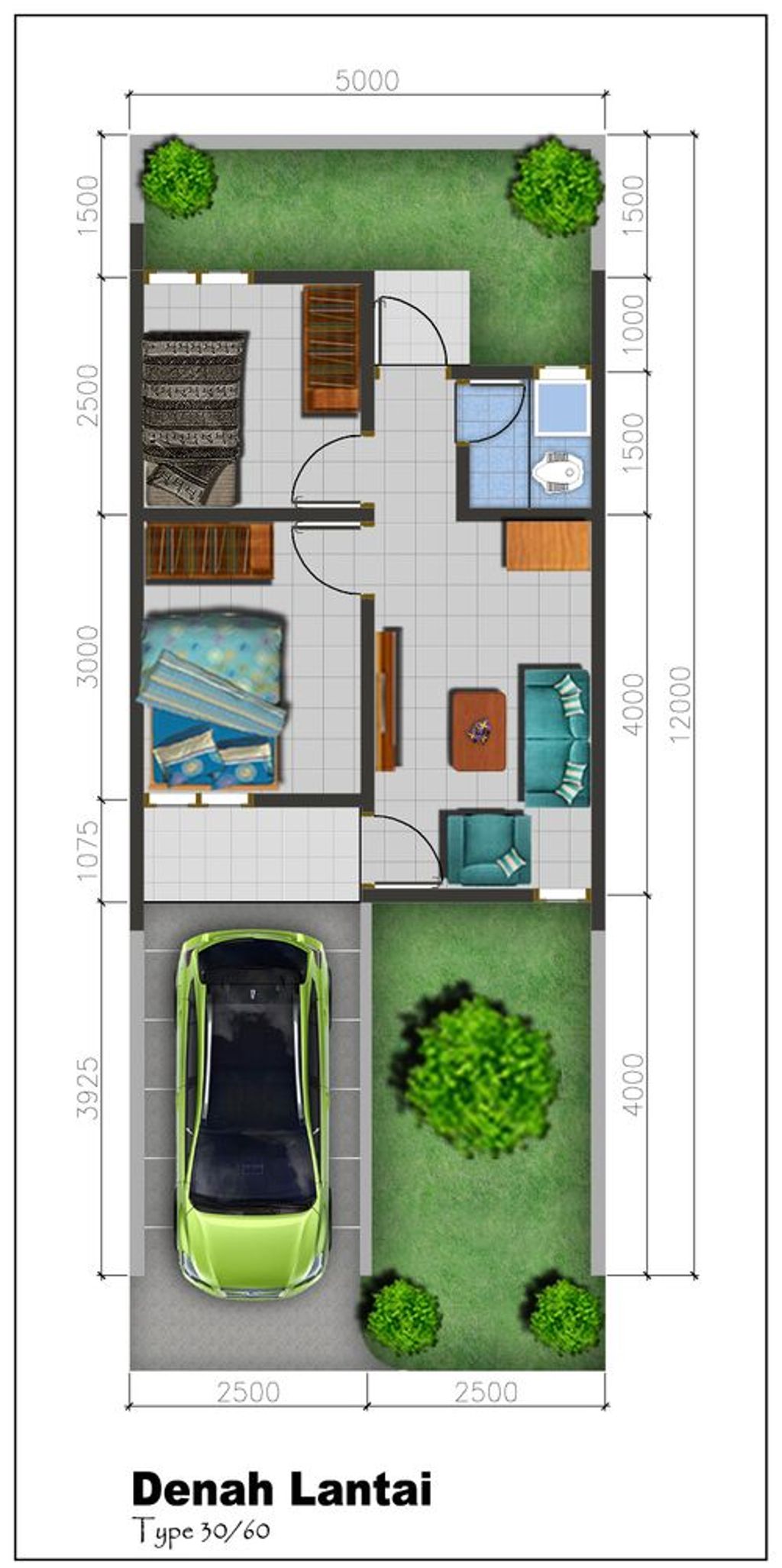 foto denah rumah tipe 30/60 perumahan PRATAMA INDAH RESIDENCE