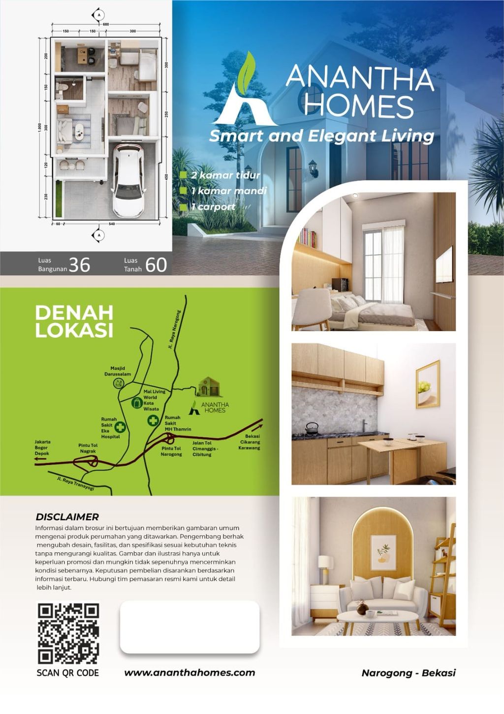 foto denah rumah tipe 36/60 perumahan ANANTHA HOMES