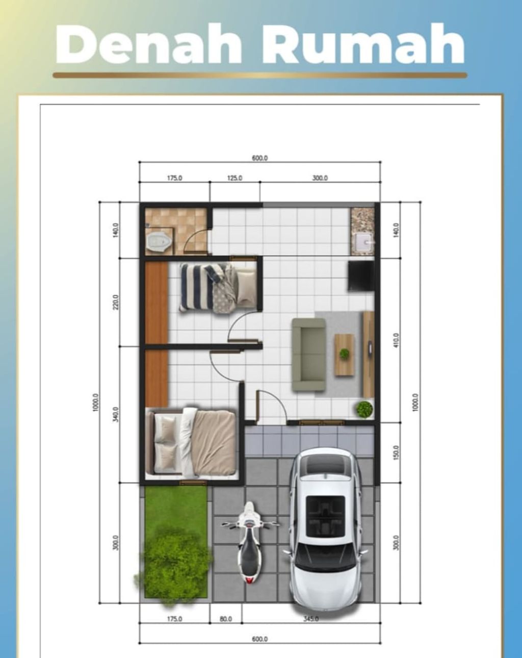 foto denah rumah tipe ARJUNA 30/60 perumahan GRHA ARYANA