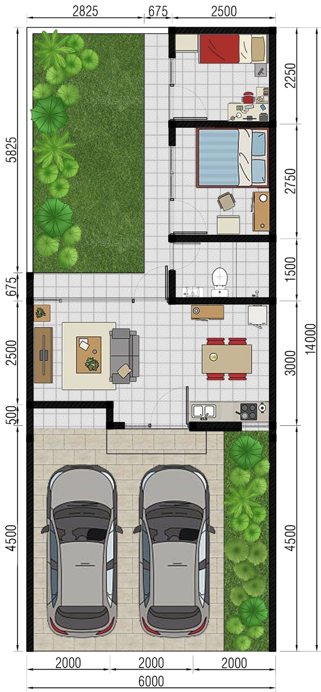 foto denah rumah tipe 36/84 H-10 perumahan KEBONSARI MANSION