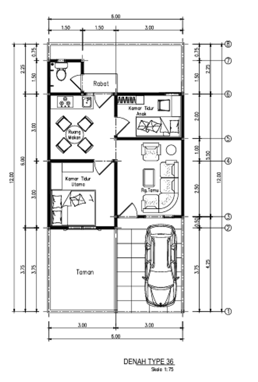 foto denah rumah tipe 36 perumahan PERUMAHAN PESONA BAROMBONG INDAH CLUSTER BILAIYA