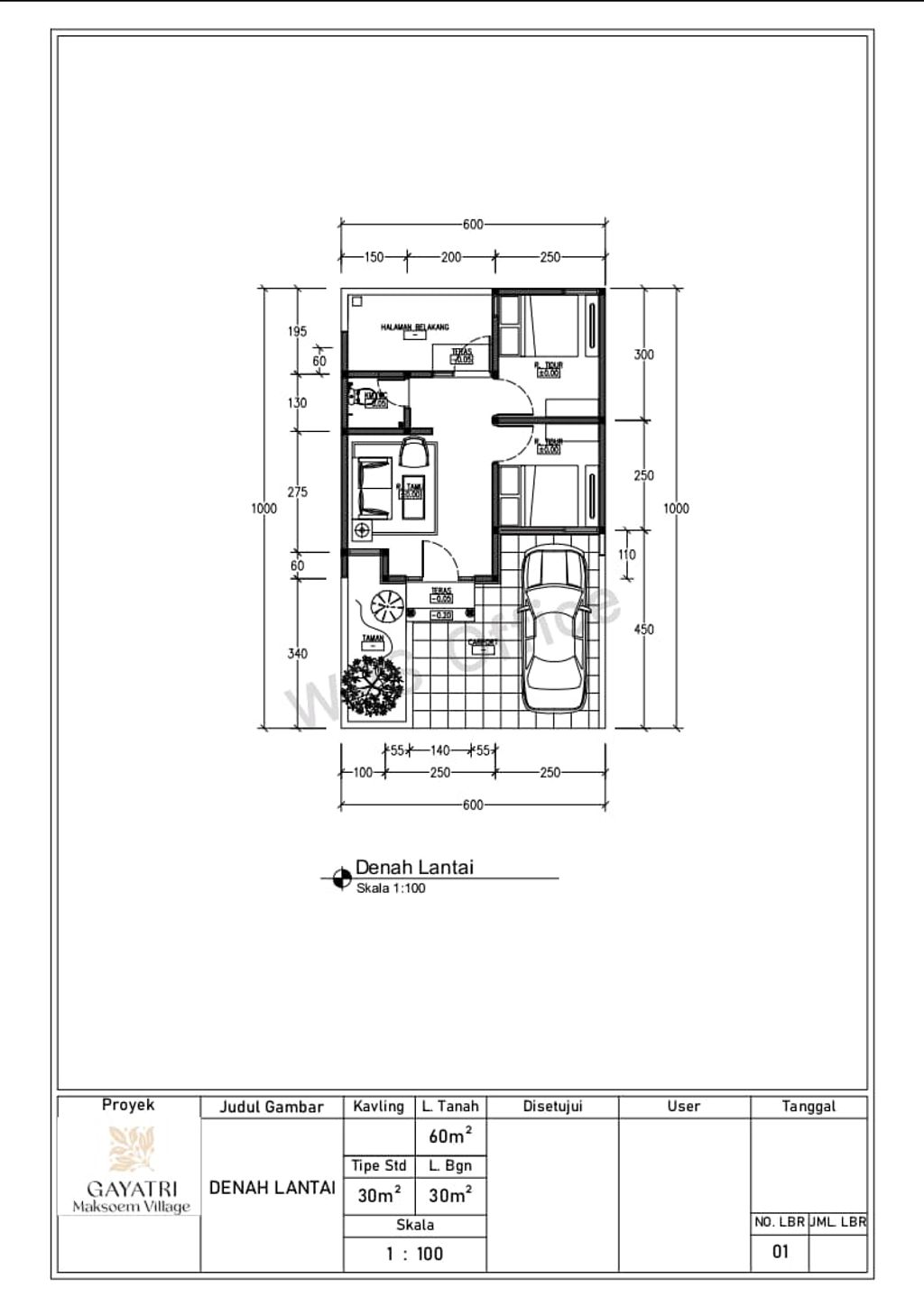foto denah rumah tipe 30 perumahan GAYATRI MAKSOEM VILLAGE 2