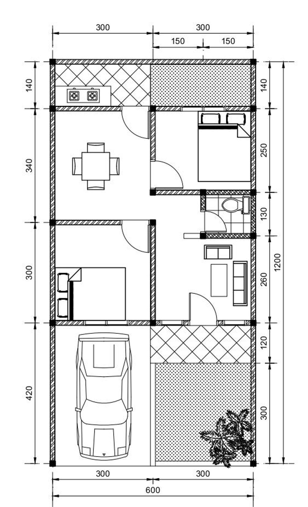 foto denah rumah tipe 36/72 perumahan Parappa Permai