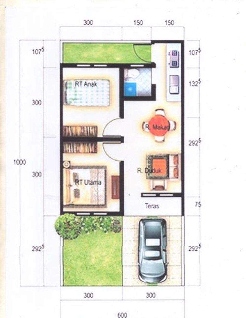 foto denah rumah tipe Unit 36/78 perumahan BUMI KOTABARU INDAH 2