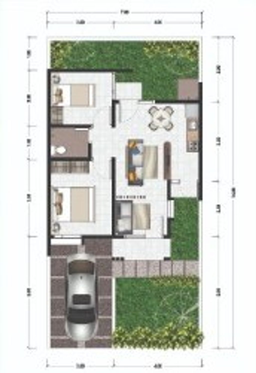 foto denah rumah tipe 46/60 K2-28 perumahan COCO GARDEN