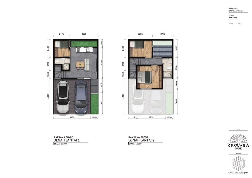 foto denah rumah tipe Raksaka perumahan Reswara Park