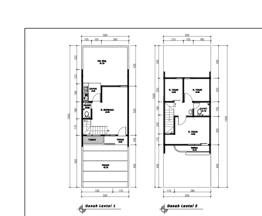 foto denah rumah tipe 60 Compact 3 Kamar HC (742) perumahan G-Land Ciwastra Park 2