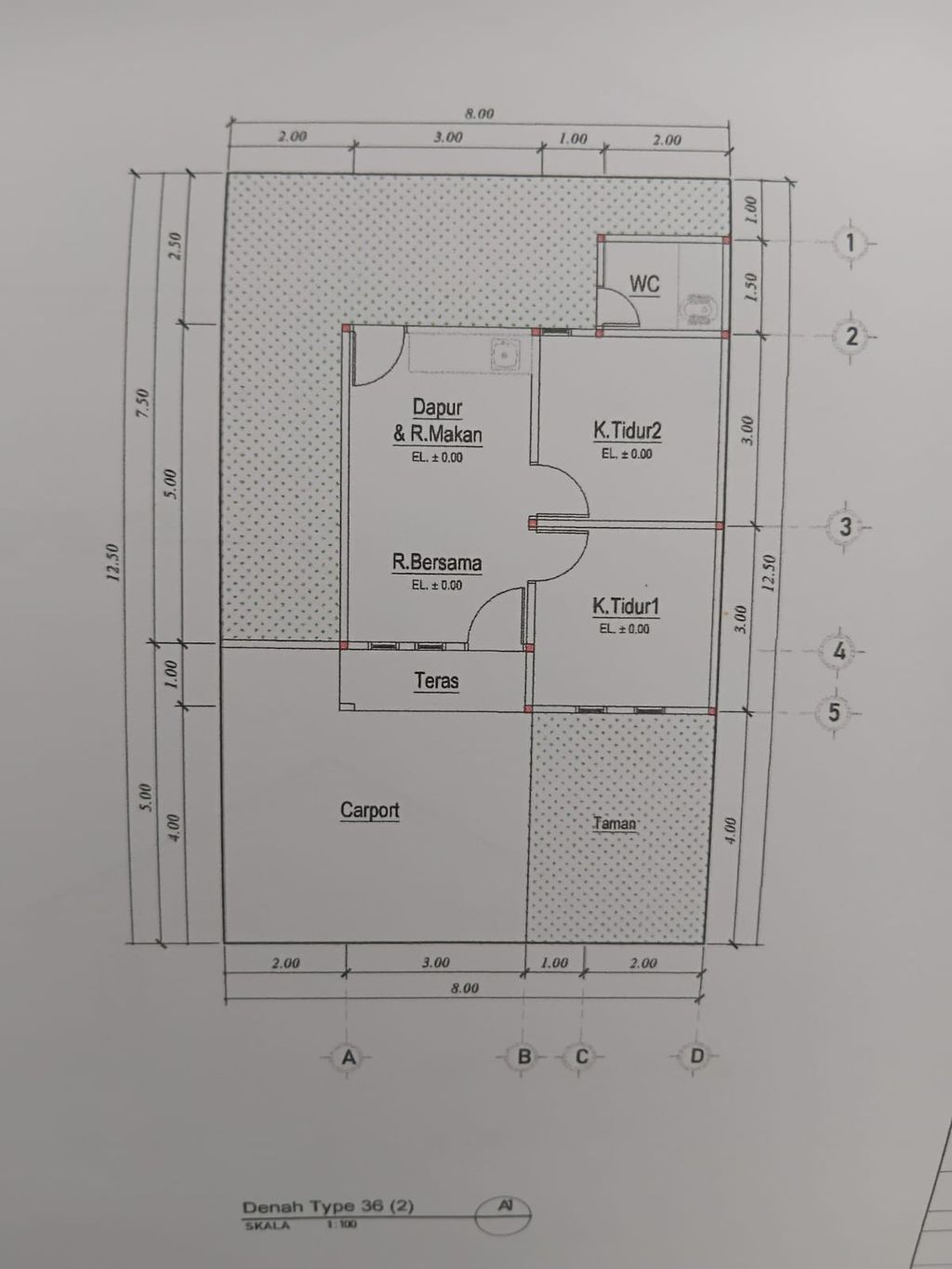 foto denah rumah tipe 36/100 perumahan PURI HALIM 5