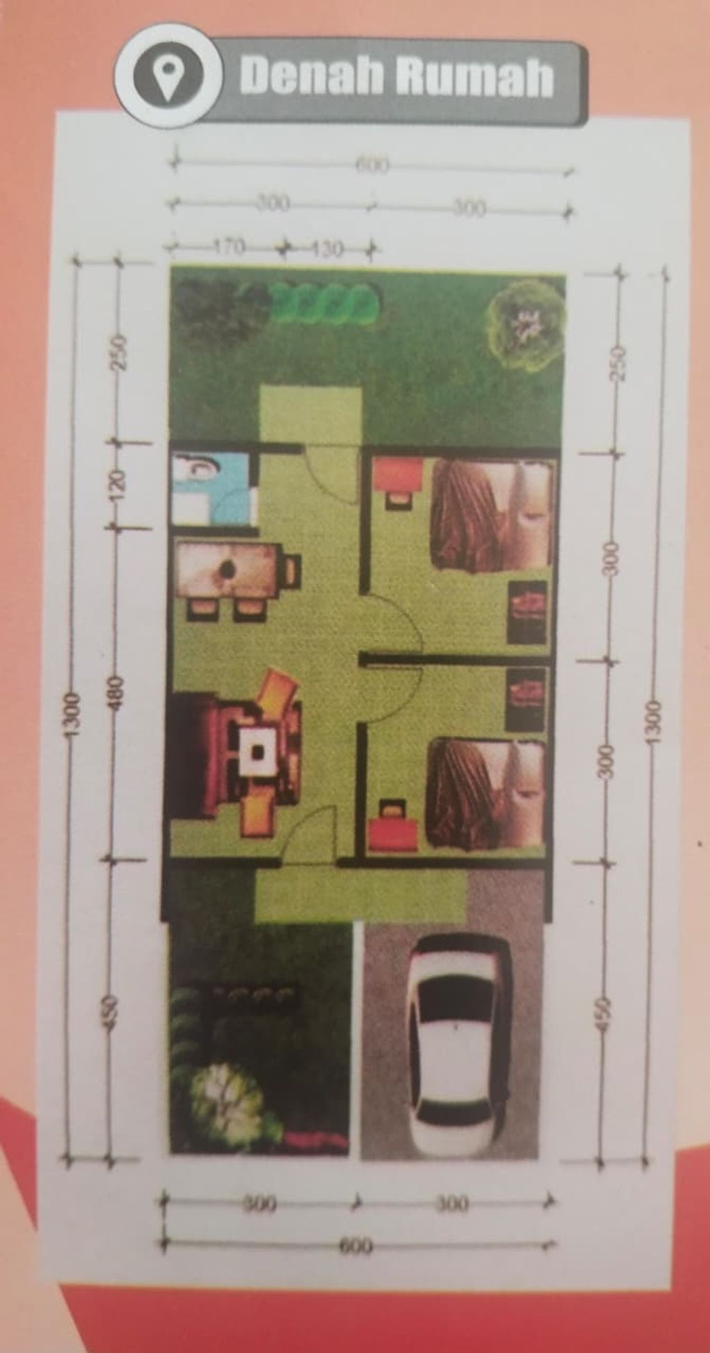 foto denah rumah tipe 36/78 perumahan VILLA BERLIAN TAHAP 2