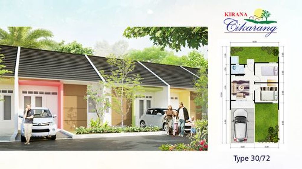 foto tampak rumah tipe 36 / 60 perumahan Kirana Cikarang