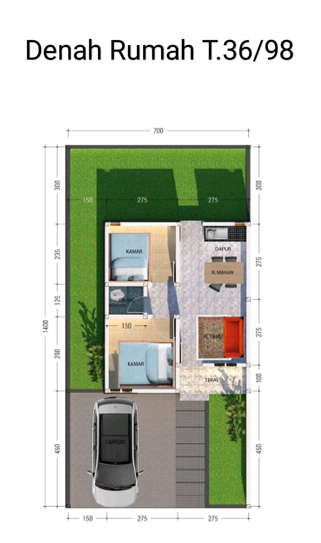 foto denah rumah tipe T. 36/98 perumahan Taman Ria Estate Tahap VI